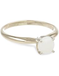 14k Gold 6mm Round Opal Gemstone Solitaire Ring (0.55 ct)