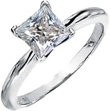 14K White Gold Created Moissanite Solitaire Engagement Ring