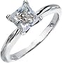 14K White Gold Created Moissanite Solitaire Engagement Ring