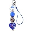 Gioielli Italy Blue FLORAL HEART Glass Bead Cell Phone Charm