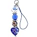 Gioielli Italy Blue FLORAL HEART Glass Bead Cell Phone Charm