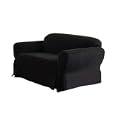 Soft Micro Suede Solid Black Loveseat Cover Slipcover