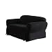 Chezmoi Collection Soft Micro Suede Solid Black Loveseat Cover Slipcover with Elastic Band Under Seat Cushion