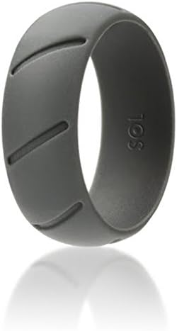 SOL Mens Rubber Wedding Band - Grey Silicone Wedding Ring For Men - Safe And Flexible with Men's Unique Design Size 11