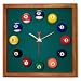 12in Square Billiard Clock Mahogany & Dark Green Mali Felt