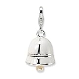 Sterling Silver FW Cult Pearl White Enamel Bell w/Lobster Claw Clasp Clasp Charm