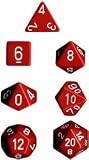 Chessex Dice: Polyhedral 7-Die Opaque Dice Set - Red with White