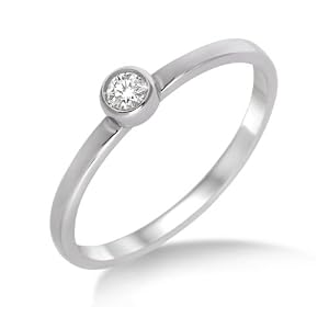Miore M9011RO54 - Anillo de mujer de oro blanco (9k) con 1 diamante (talla: 14)