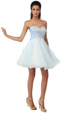 Winey Bridal Short Mini Ice Blue Crystal Sweatheart Organza Homecoming Dresses (2)