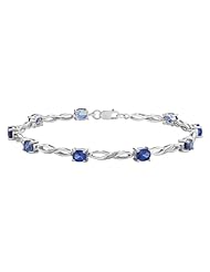 Sapphire Infinity Bracelet 3.0 Carat (ctw) with Diamonds in 10K White Gold