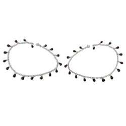 Ankle Chains Pair Garnet Gemstone Jewelry 10 Inches