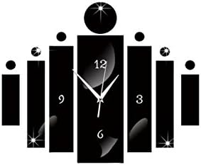 XIE@Happy Hours - Creative Wall Clocks / Home DIY Decoration Watch / Acrylic Craft Living Room Mirror 3D Wall Design (Black)