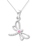 Sterling Silver Pink Sapphire Dragonfly Pendant