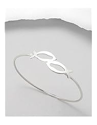 Fish Bangle Bracelet In 92.5 Sterling Silver