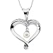 Sterling Silver, Pearl, and Crystal Heart and Soul Necklace with 18