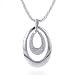 Silver & Diamond 2Open Oval Pendant Close Interlink