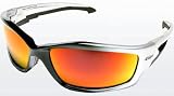 Edge Eyewear SKAP119 Kazbek Safety Glasses, Black with Aqua Precision Red Mirror Lens