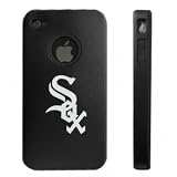 Apple iPhone 4 4S 4G Black Aluminum & Silicone Case Chicago White Sox