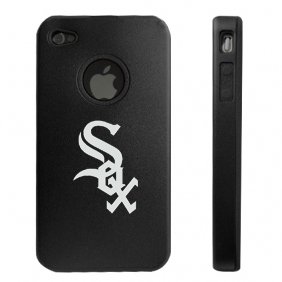 Apple iPhone 4 4S 4G Black Aluminum & Silicone Case Chicago White Sox