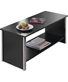 Black Coffee Table Chrome Finish Under Shelf