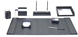 Genuine Top Grain Black Leather 8pc Desk Set Genuine Top Grain Black Leather 8pc Desk Set