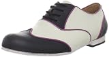 John Fluevog Women's Omega Flat,Black/White,9.5 M US
