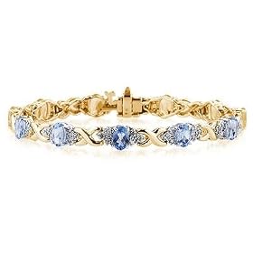 14k Yellow Gold Diamond and Tanzanite Bracelet by Szul