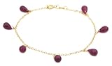 Image of 14k Yellow Gold, July Birthstone, Ruby Briolette Bracelet, 7.25