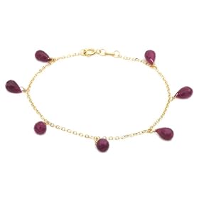 14k Yellow Gold, July Birthstone, Ruby Briolette Bracelet, 7.25 by Amazon.com Collection