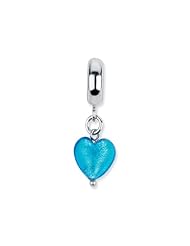 Sterling Silver Blue Heart Italian Murano Dangle Charm