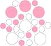 Set of 30 - White / Pink Circles Polka Dots Vinyl Wall Graphic Decals Stickers