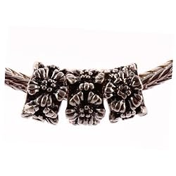 Antique Silver Plated Spacer Bead with Raised Sunflowers Fits Pandora, 11mm (3)