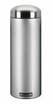 Brabantia Retro Pedal Bin, 20 litre, Slimline, Plastic Bucket, Matt Steel