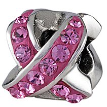 Authentic SilveRado PINK RIBBON Breast Cancer BEAD fits European Charm Bracelet Authentic SilveRado PINK RIBBON Breast Cancer BEAD fits European Charm Bracelet