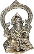 Seated Statue Lord Ganesha Brass Figurine 3 x 2 x 5 inches