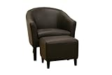 Tiptyn Dark Brown Leather Club Chair and Ottoman Set