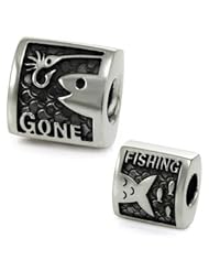 Genuine Ohm Beads (TM) Product. 925 Sterling Silver Gone Fishing Bead Charm. 100% Satisfaction Guaranteed.