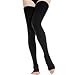 BriteLeafs Opaque Thigh High Compression Stockings Firm Support 20-30 mmHg, Open Toe, Lace Top, Silicone Band - Gradient Compression (Small, Black)