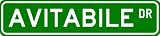AVITABILE Street Sign ~ Personalized Family Lastname Novelty Sign ~ Gameroom, Basement, Garage Sign ** Aluminum 4 x 18