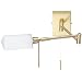 Trio Halogen Gelenkarm Wandleuchte mit Schnurschalter Messing matt Glas opal Ausleuchtung 48 cm