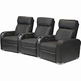 Oscar II Cinema Seating (4 Seater Black Leather with Mini Refrigerator)