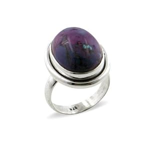 Large Oval Genuine Purple Turquoise Sterling Silver Ring Size 10(Size 4,5,6,7,8,9,10)