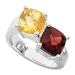 14K White Gold Mozambique Garnet and Citrine Ring