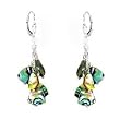 925 Silver Dangle Earrings with Abalone Shell Clusters
