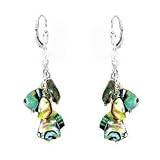 925 Silver Dangle Earrings with Abalone Shell Clusters
