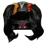 Black Motorcycle Helmet Pigtails