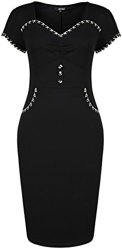 Ayanilis Womens V Neck Cap Sleeve Evening Pencil Midi Bodycon Dress