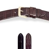 HIRSCH Eleganza M, Louisiana Alligator, 50 Black shiny, 20 mm, Gold Buckle