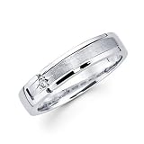 14k White Gold Ladies Womens Diamond Wedding Ring Band .02 ct (G-H Color, SI2 Clarity)