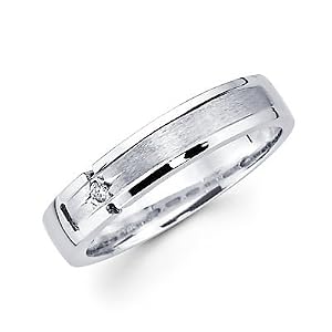 Size- 6 - 14k White Gold Ladies Womens Diamond Wedding Ring Band .02 ct (G-H Color, SI2 Clarity)